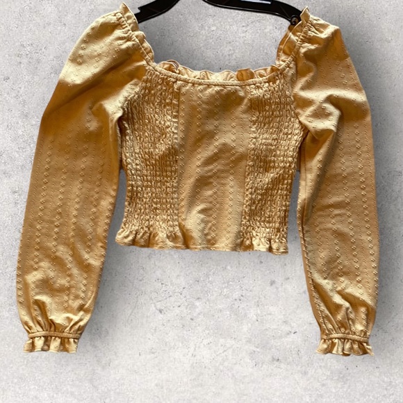 Urban Romantic Yellow Long Sleeve Ruffled Peasant Top Blouse. Great Condition. - Picture 8 of 9